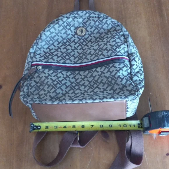 Tommy Hilfiger TH Graphic Brown Beige Backpack Purse - Picture 11 of 16